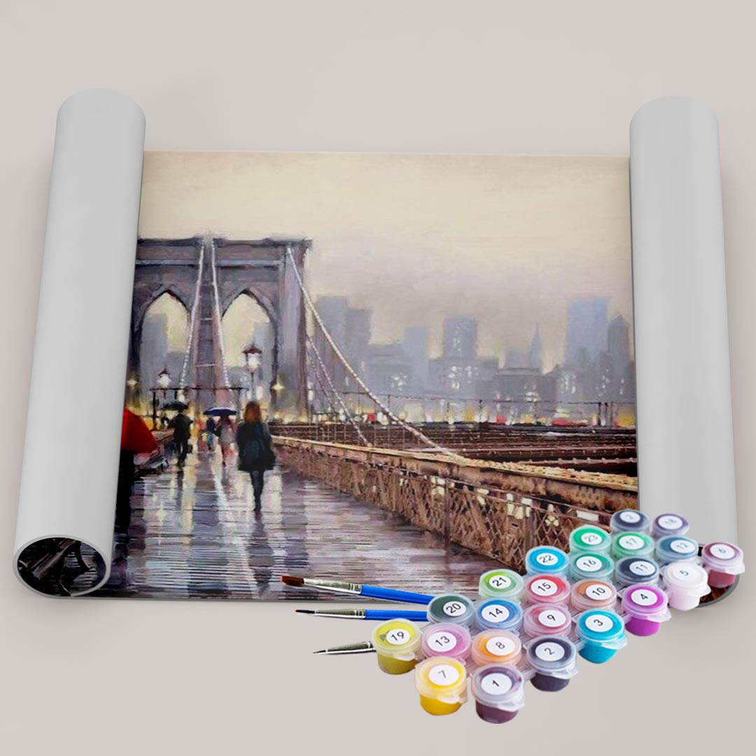 Kit Pintura Numerada Terapêutica  - Pedestres Ponte do Brooklyn