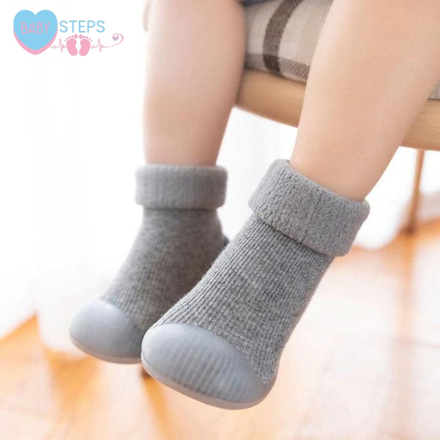 Sapatinho Meia com Sola de Silicone - Baby Steps Socks™