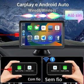 Tela Multimídia Universal Portátil - CarPlay Pro 7 + 🎁 Câmera de Ré