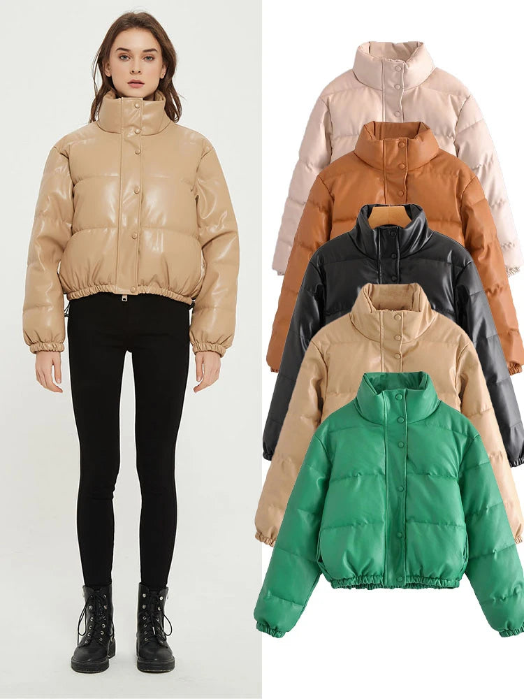 Jaqueta Couro Puffer Feminina