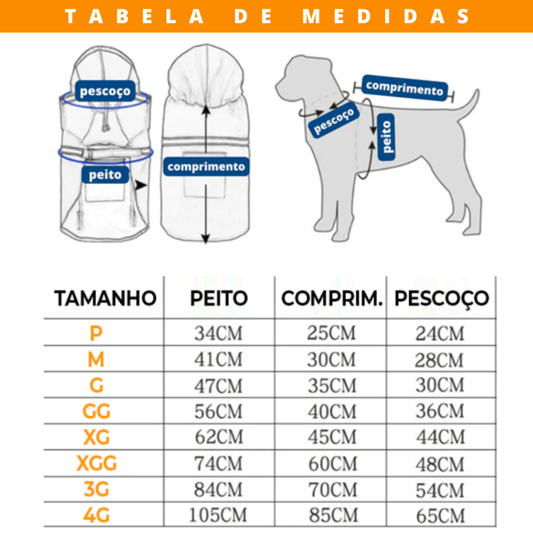 Capa de Chuva Pet Water - Capa de chuva para Cachorro