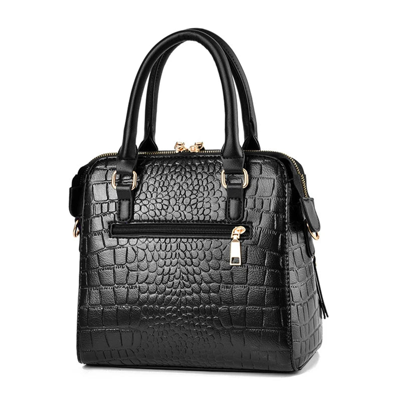 Bolsa de Ombro em Couro com Design de Crocodilo - Elegância Croco Tassel