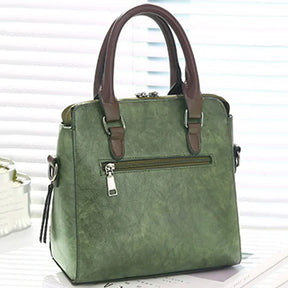 Bolsa Feminina Tote Crossbody em Couro- Vintage Verde