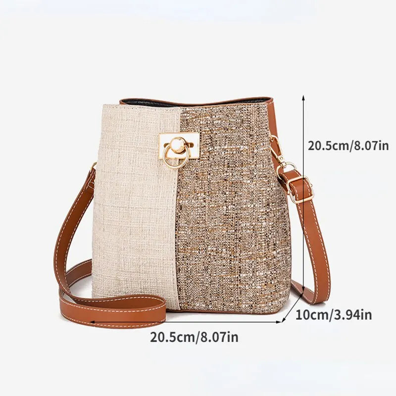 Bolsa Crossbody com Fivela Circular - Chic Patchwork