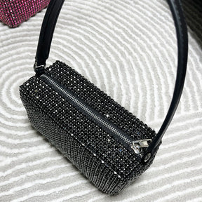 Bolsa de Mão com Strass e Brilho Prateado - Glamour Cristalino