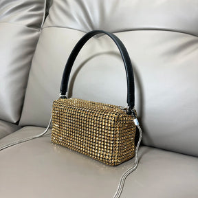 Bolsa de Mão com Strass e Brilho Prateado - Glamour Cristalino