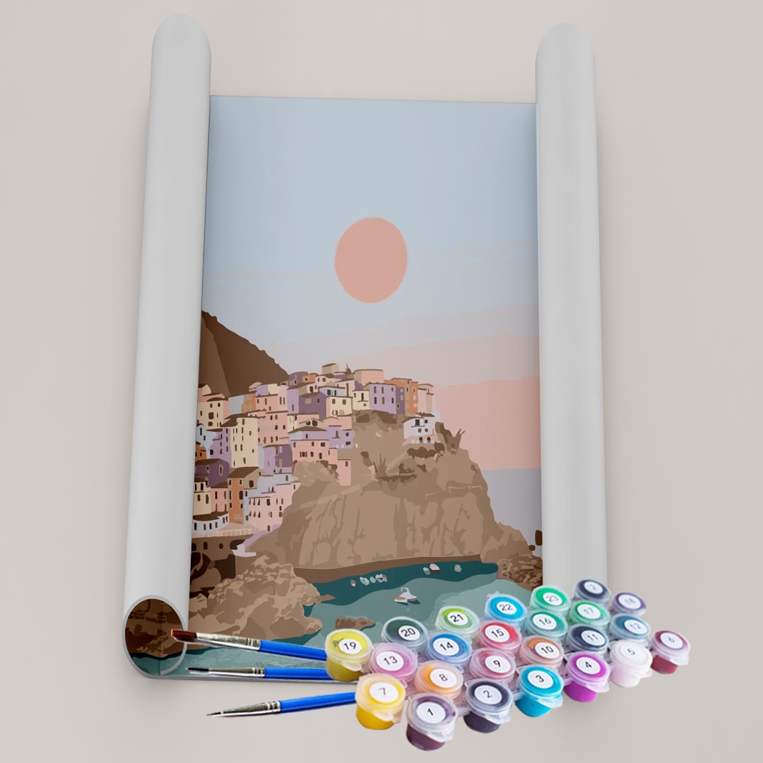 Kit Pintura Numerada Terapêutica  - Santorini Grécia