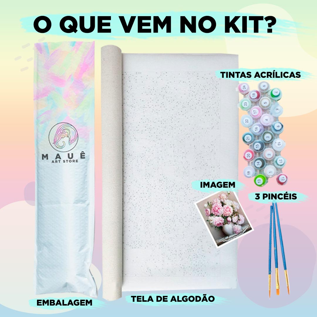 Kit Pintura Numerada Terapêutica - Leão Psicodélico