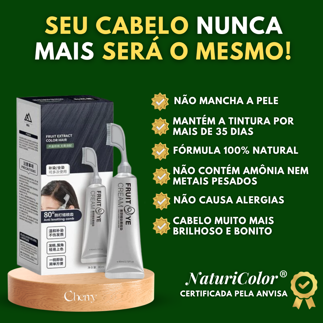 NaturiColor - Tinta de Cabelo sem Amônia + Escova de Brinde