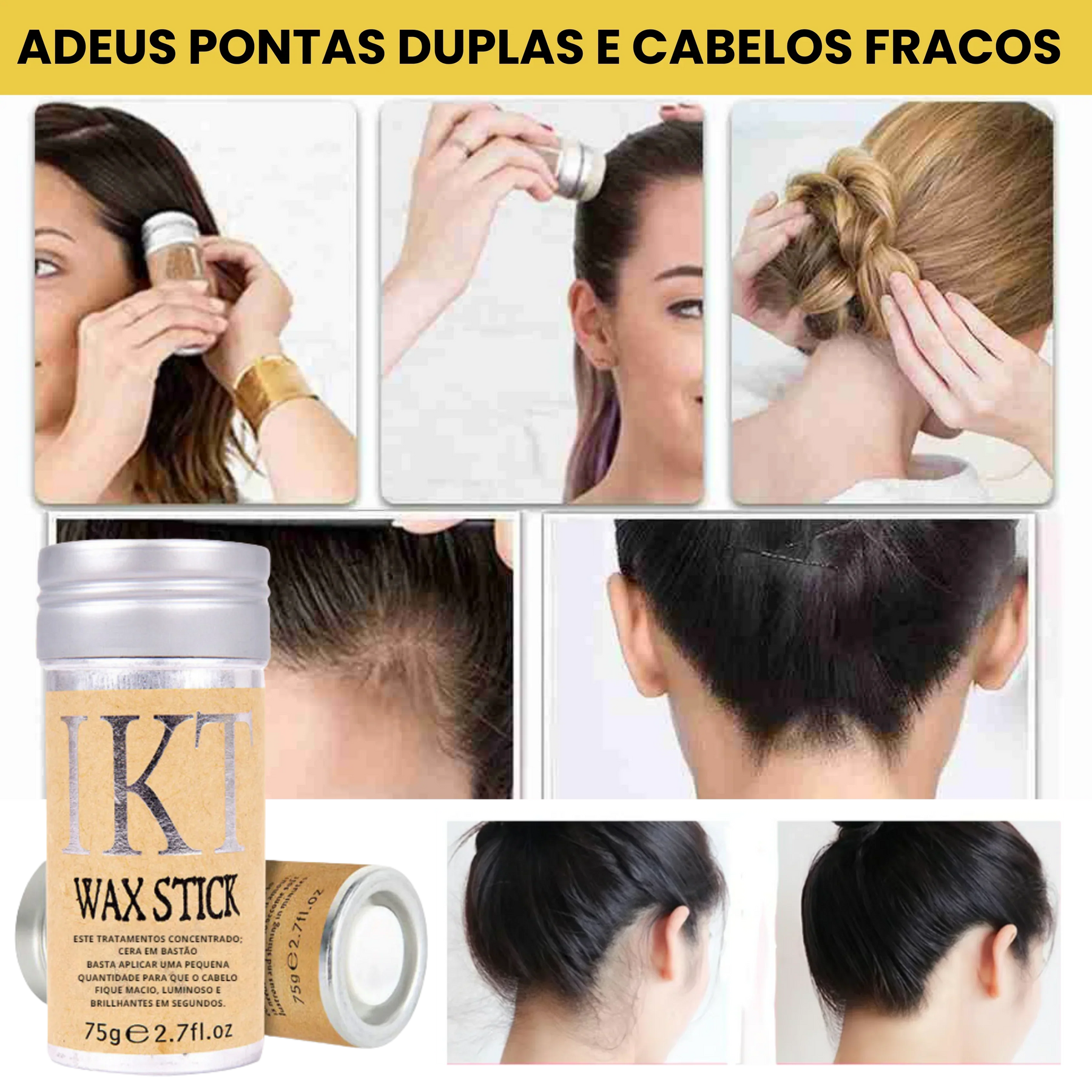 Controle Frizz e Modelagem - Cera Bastão - IKT Wax Stick - 75g