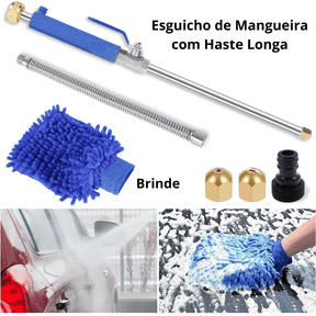 Esguicho de Mangueira com Haste Longa + Luva de Microfibra de Brinde